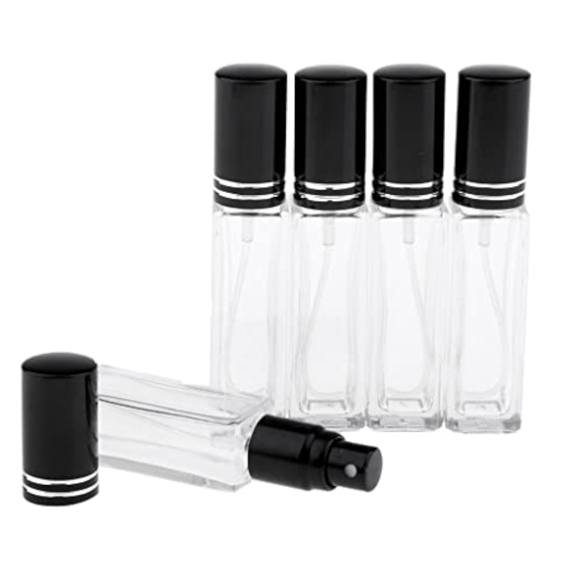 4x5x 8ml Refillable Perfume Empty Spray Bottle Black Cap